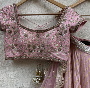 Nude Pink Embroidered Lehenga Set image 1