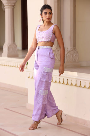 Bandani Cargo Pant with Embroidered Blouse image 1