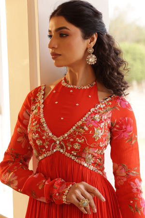 Georgette Crepe Double Neck Anarkali image 19