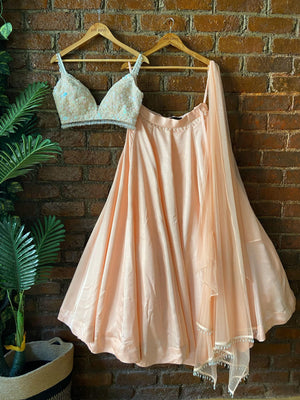 Peach Sequin Work Lehenga Set image 2