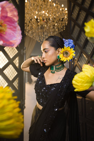 Black Draped Saree image 5