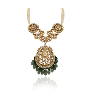 Sea Green With White Long Necklace Set image 2