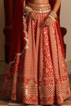 Rustic Red Bridal Lehenga Set image 7
