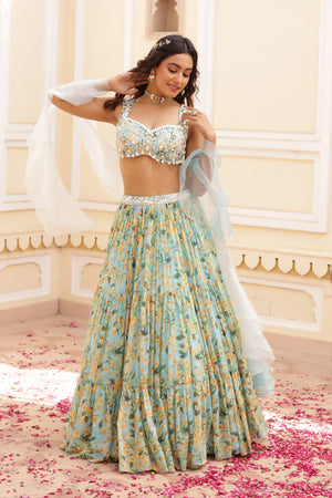 Three Tier Embroidered Lehenga image 4