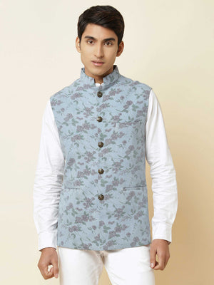 Denim Rose Print Bundi Jacket image 4