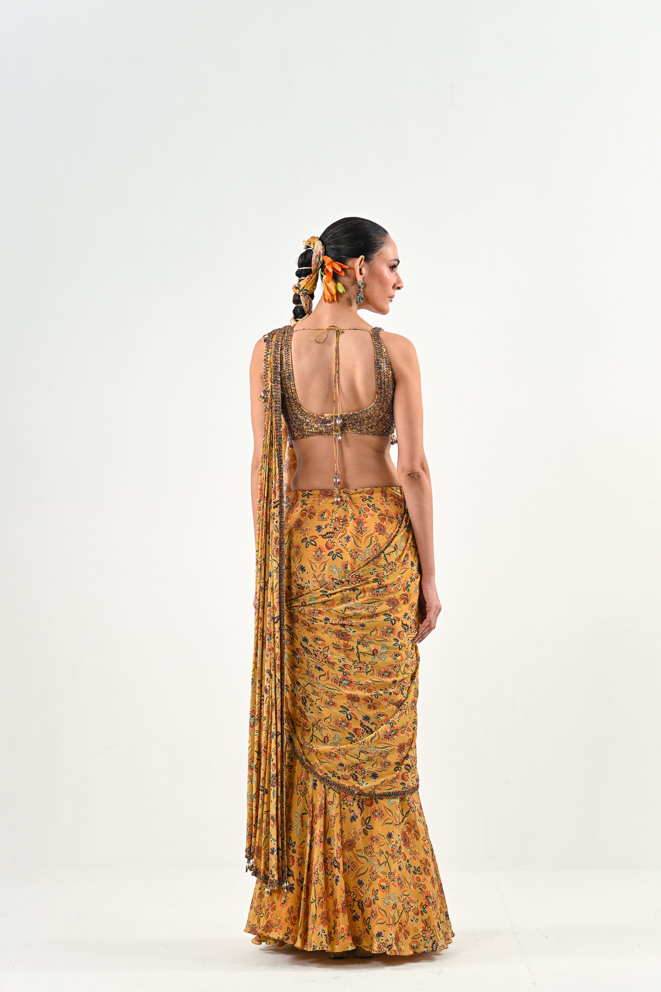 M PRE STITCHED SAREE PAIRED WITH EMBROIDERED BLOUSE image 1