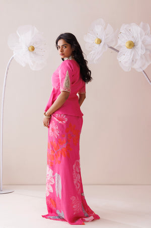 Pink Peplum Blouse and Skirt Set image 5