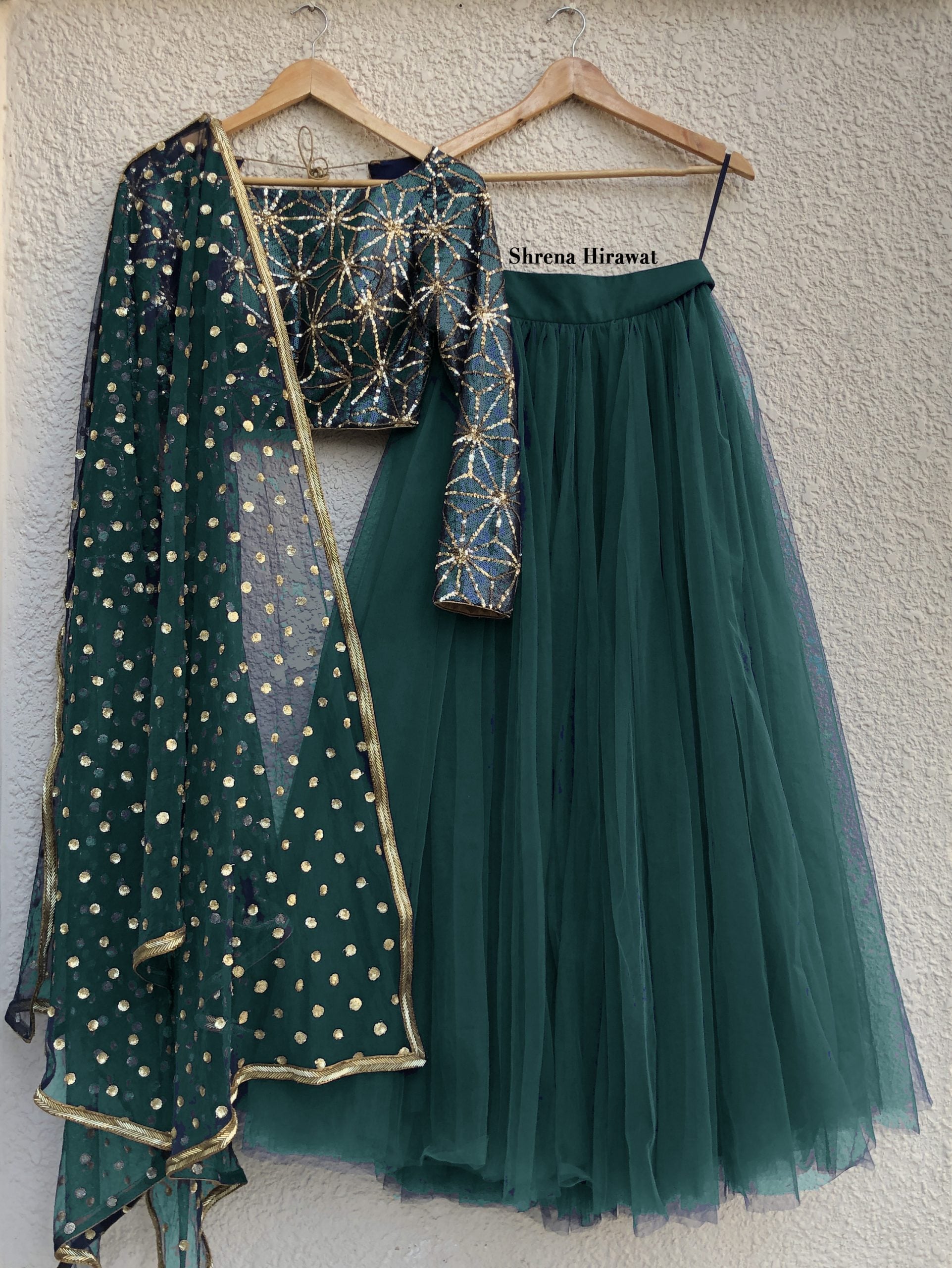 Emerald Green Lehenga Set - XS image