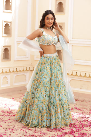 Three Tier Embroidered Lehenga image 8