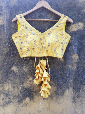 Mustard Raw Silk Lehenga image 2