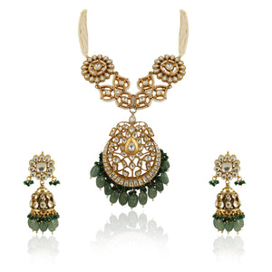Sea Green With White Long Necklace Set image 5
