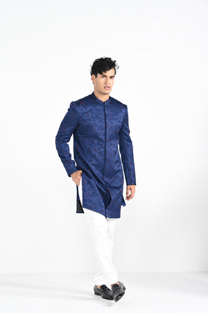 Royal Blue French Knot Achkan Set image 10