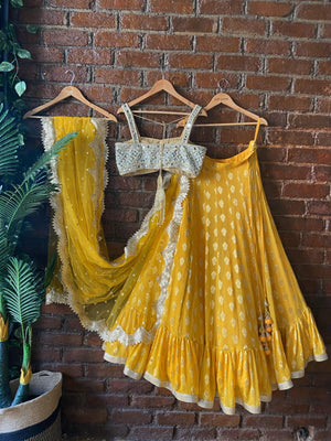 Turmeric Yellow Ruffle Lehenga Set image 2