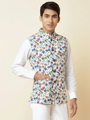 Multicolored Floral Print Bundi Jacket image 3