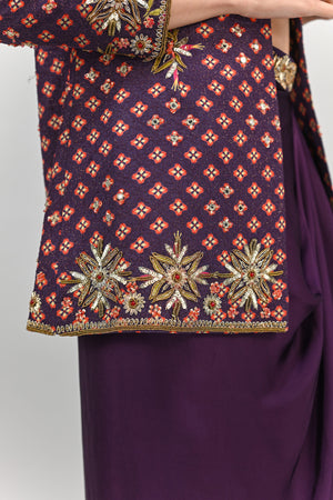 Plum Badla Blazer Dhoti Set image 5