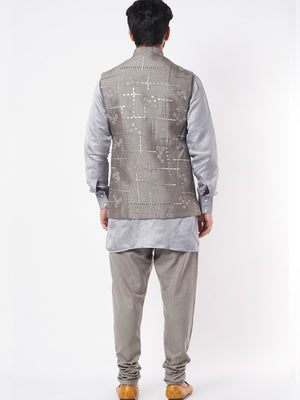 Grey Silk Bundi Jacket image 2