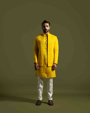 Yellow Achkan Set - L image