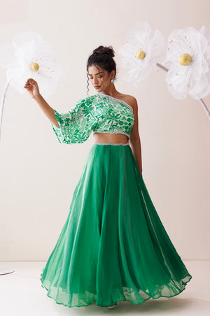 Verde Ombre One-Shoulder Dress image 1