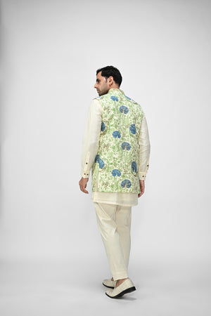 Peacock Printed Highlighted Half Jacket Full Set image 2