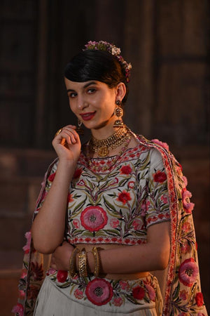 Mint Green Embroidered Heavy Lehenga Set image 3