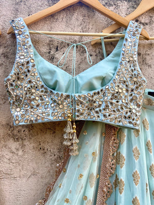 HoneyDew Green Ruffle Lehenga Set image 4