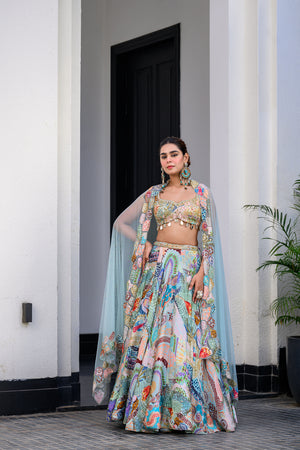 Gardenia Highlighted Lehenga Set Paidawn With Highlighted Blouse And Applique Dupatta image 14