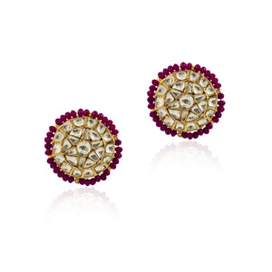 22KT Gold Plated Maroon Choker Necklace Set image 3