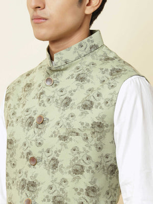 Green Rose Print Bundi Jacket image 1