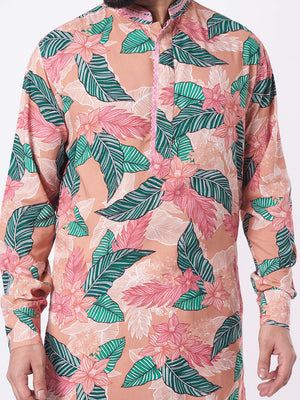 Tropical Peach Kurta Set image 1