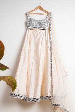 Champagne Cream Mirror Lehenga Set image 0