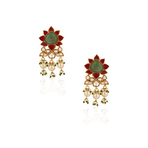 Gold Plated Pink And Green Choker Set image 1