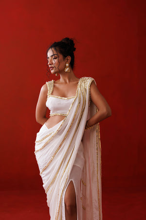 Ivory Slit Saree image 3