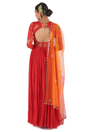 Red Zardosi Embroidered Anarkali Set image 4