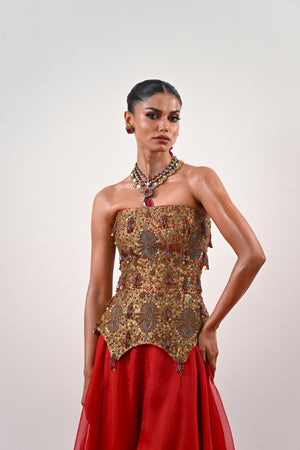 S FLARED PANT WITH EMBROIDERED CORSET image 3
