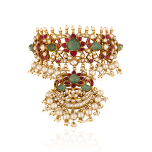 Gold Plated Pink And Green Choker Set image 2