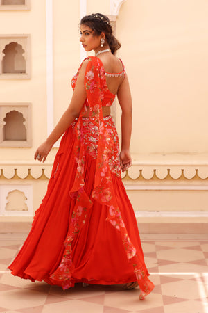 Georgette crepe lehenga image 8