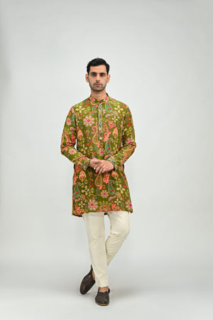 Olive Short Kurta Set - XL image