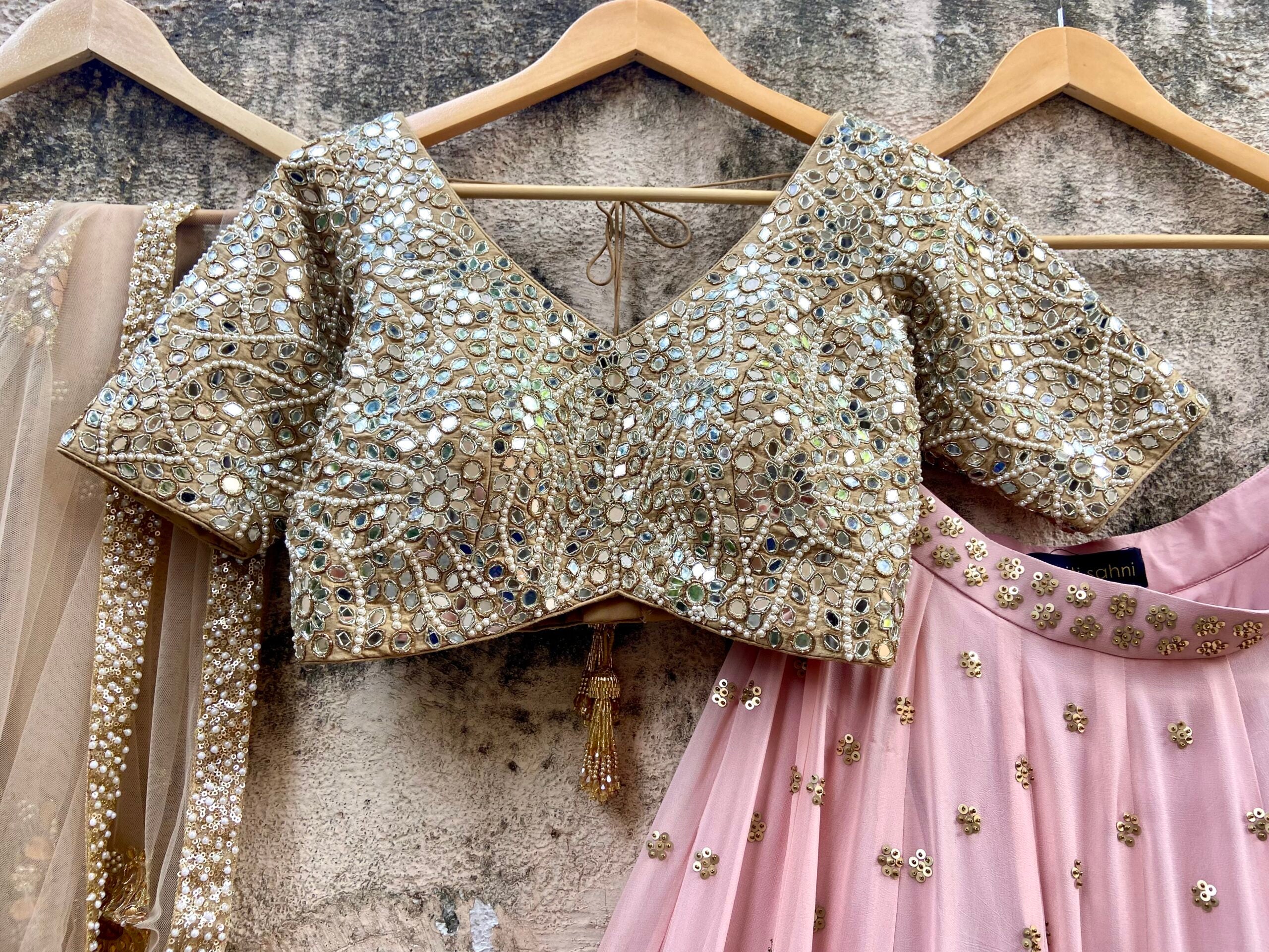 Nude Pink and Beige Lehenga Set image 1