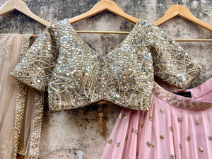 Nude Pink and Beige Lehenga Set image 1
