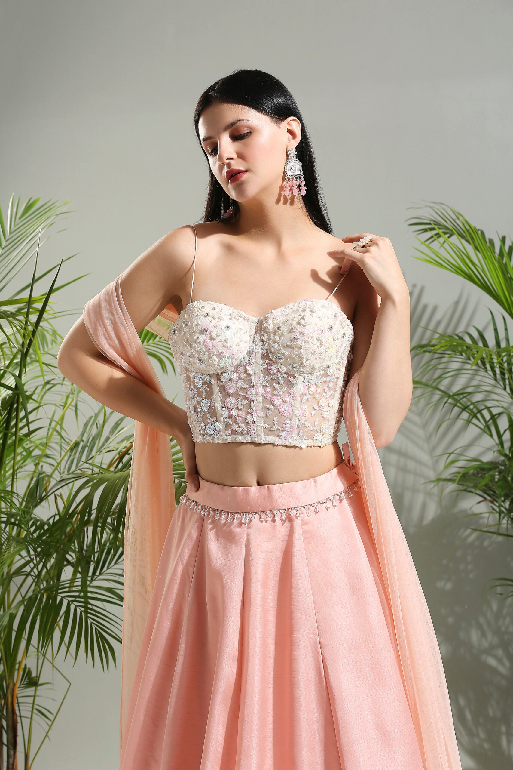 Peach and Ivory Corset Set image 1