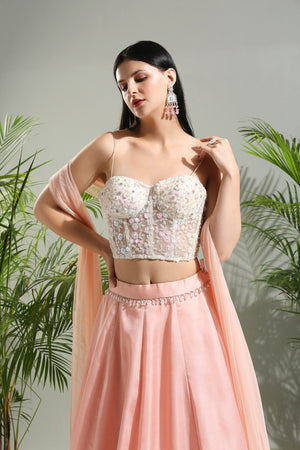 Peach and Ivory Corset Set image 1
