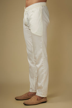 Ivory Floral Jacquard Jacket Kurta Set image 1