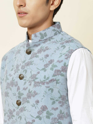 Denim Rose Print Bundi Jacket image 1
