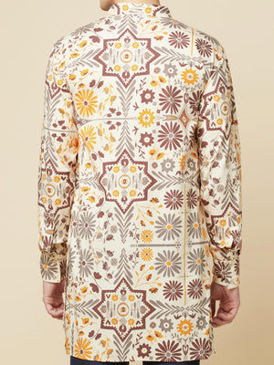 Beige Garden Kurta Set image 7