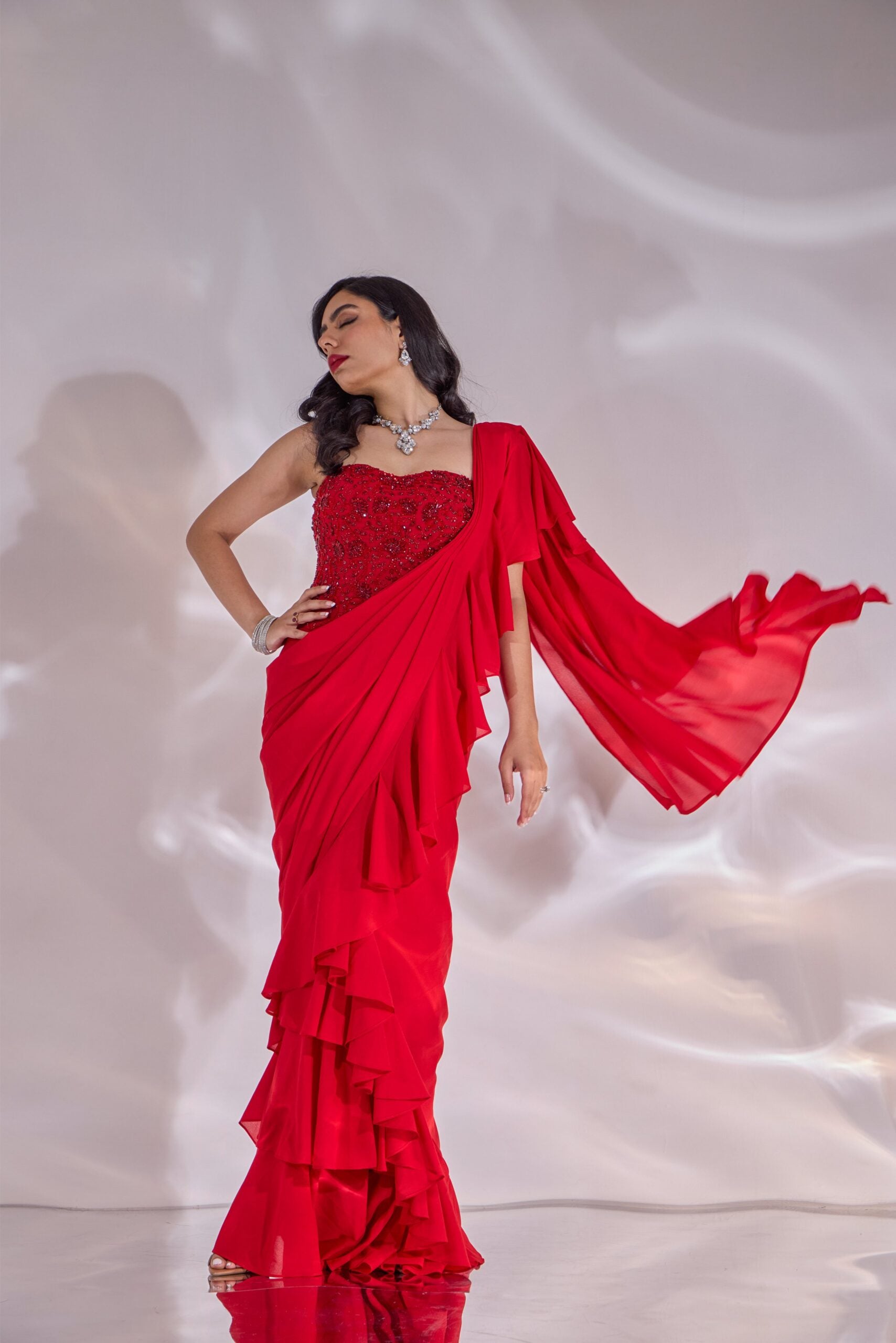 Scarlett Ruffle Saree Set with Corset