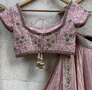 Nude Pink Embroidered Lehenga Set image 3