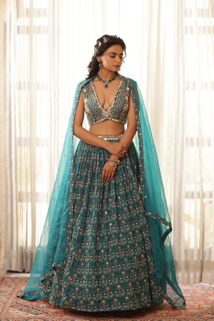 Embroidered Chiffon Lehenga image 10
