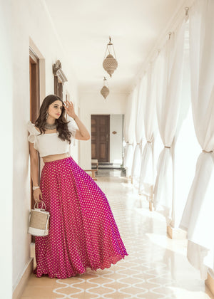 White Organza Ruffle Top and Pink Skirt image 3