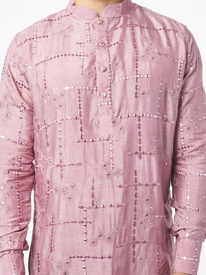 Pink Silk Kurta Set image 1