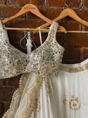 Ivory Mirror Work Lehenga Set image 3